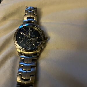 Tag Heuer Chronograph with Silver Band and Black Dial